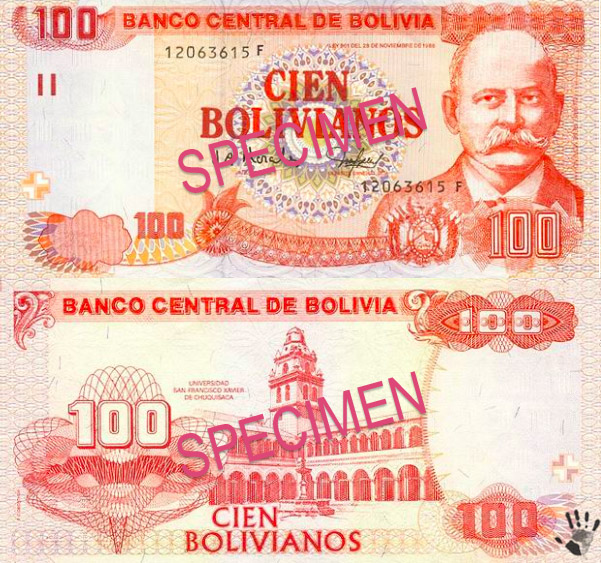Банкноты Боливии (100$B)